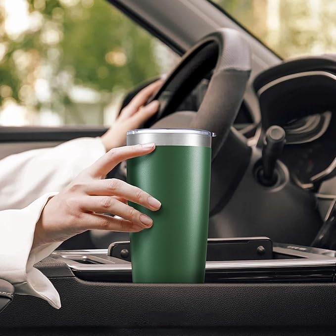 20 oz Tumbler with Lid Stainless Steel Insulated Tumblers Bulk Double Wall Vacuum Cups Powder Coated Travel Mug Keep Drinks Cold and Hot, Dark Green, 12 Pack - Image 5