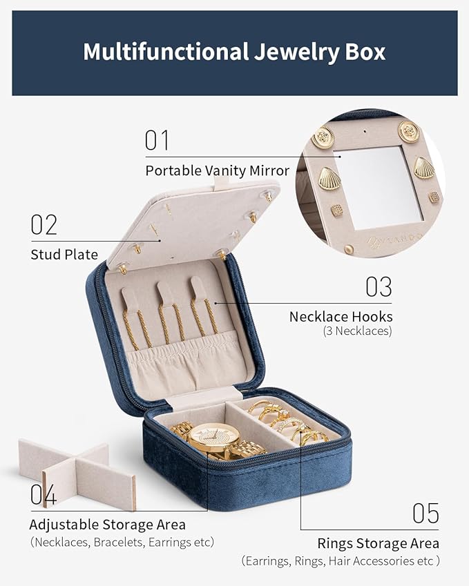 Vlando W Initial Jewelry Box, Women Travel Gifts - Image 2
