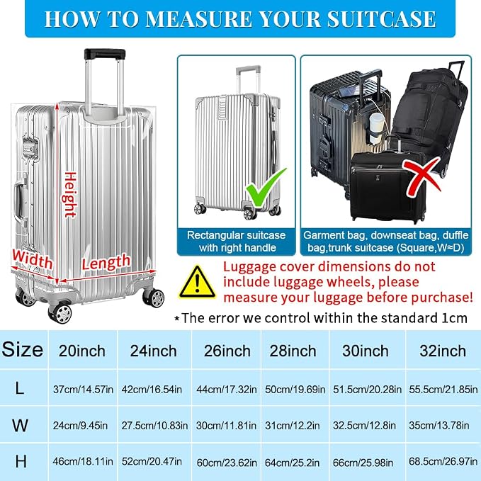 Yotako Clear PVC Suitcase Cover Tough Protector, 32 Inch Luggage Covers - Image 5