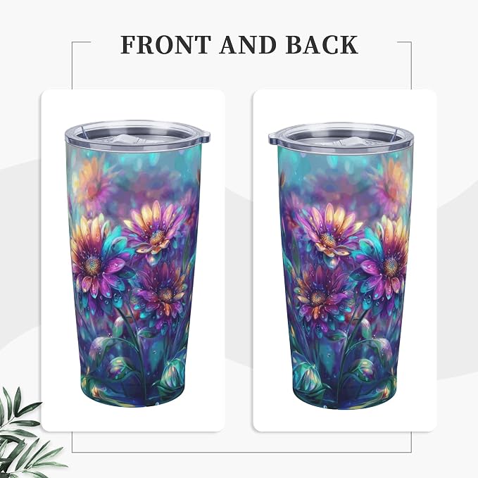 Sunflower Tumbler with Lid and Straw 20oz Vacuum Insulated Coffee Cup Stainless Steel Tumblers Leakproof Travel Mug Present for Women Men - Image 5