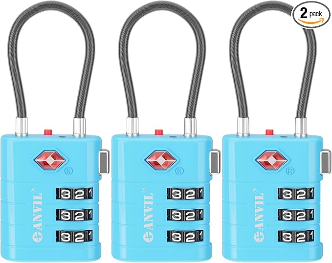 ANVIL TSA Approved Luggage Locks – High Security TSA008 Combination Travel Locks by ANVIL