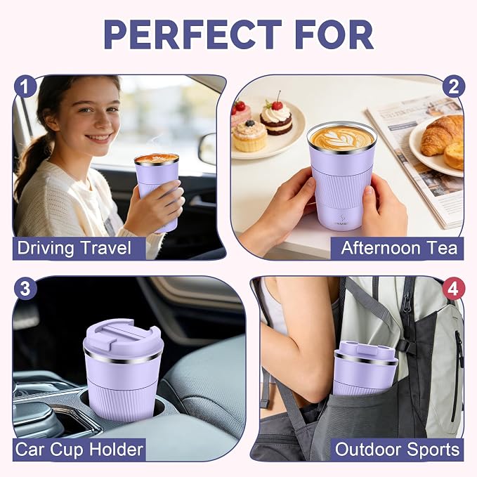 MOMSIV 17oz Travel Mug, Insulated Coffee Cup with Leakproof Lid, Travel Coffee Mug Vacuum Stainless Steel Double Walled Reusable Coffee Cup for Hot and Cold Water Coffee - Image 7