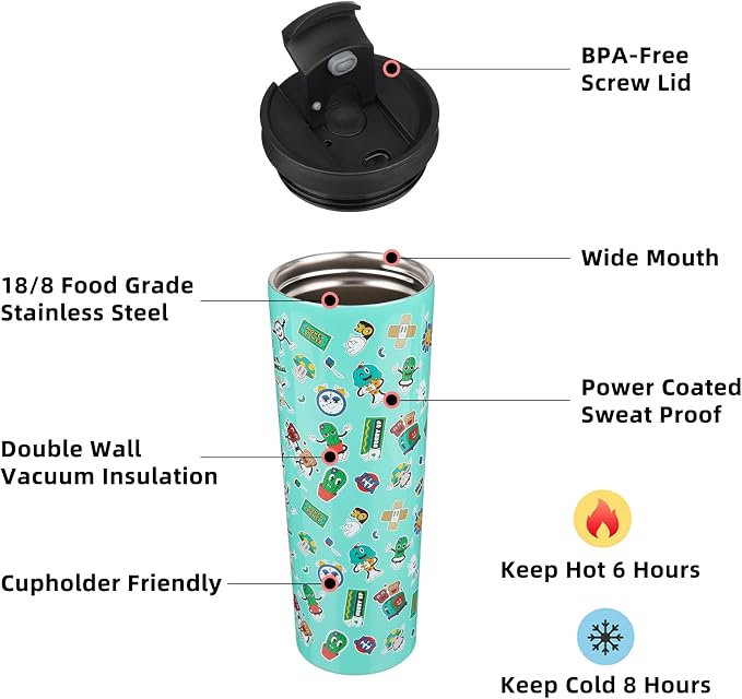 BJPKPK 30oz Stainless Steel Insulated Tumbler With lid And Straw Travel Coffee Thermal Tumblers Cup For Women And Men,Spring Party Green - Image 2