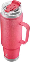 Meoky 40oz Tumbler with Handle, Stainless Steel Travel Mug with 2-in-1 Straw and Sip Lid, Vacuum Insulated Coffee Mug, 100% Leak Proof, Keeps Cold for 34 Hours or Hot for 10 Hours (Ruby) by MEOKY