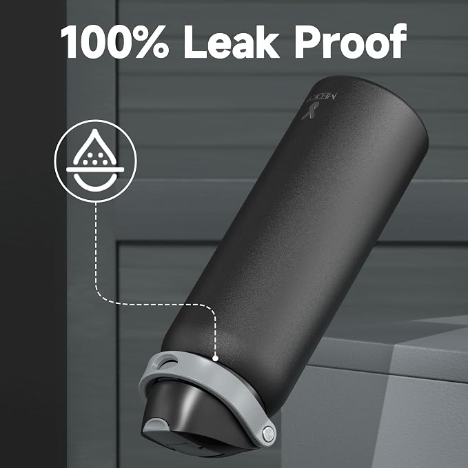 40 oz Insulated Water Bottle for Sports: Meoky Stainless Steel Water Bottle with 2-in-1 Straw and Spout Lid - Leak Proof, Cold for 24 Hours, Protective Silicone Base, BPA-Free for Gym, Night - Image 7