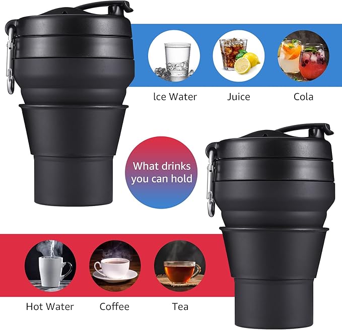 Collapsible Coffee Cup, 2 Pack 20 OZ 600ml Silicone Travel Folding Cup - Image 3
