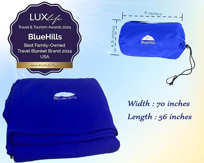 BlueHills Ultra Compact Travel Blanket Pillow in Portable Bag Case Premium Cozy - Image 3