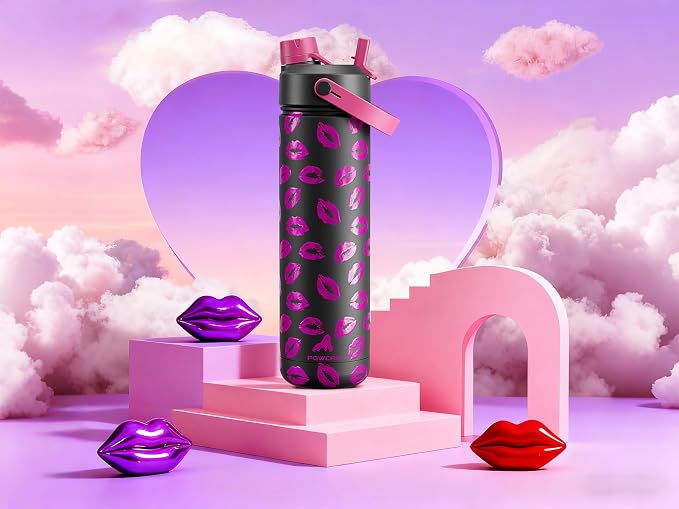 POWCAN 26 oz Insulated Water Bottle with 2-in-1 Straw and Spout Lid, Keep Cold 24H, Leak-Proof, Fits in Car Cup Holder, Stainless Steel Water Bottle for Gift, Holiday, Trip and School (Midnight Kiss) - Image 2