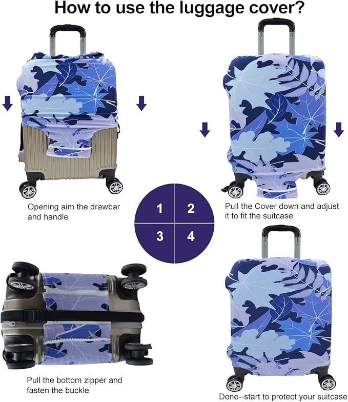 Travel Luggage Cover, Suitcase Protector Bag Fits 22-24 Inch Luggage Bluemaple - Image 3
