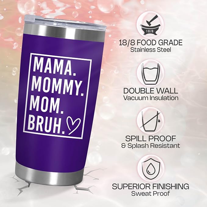 TEEZWONDER Mom Birthday Gifts from Daughter Son - Stainless Steel Insulated Coffee Tumbler with Lid 20 oz - Mothers Day Birthday Gifts for Mom Mama Mother in Law Stepmom, Funny Tumblers for Women - Image 4