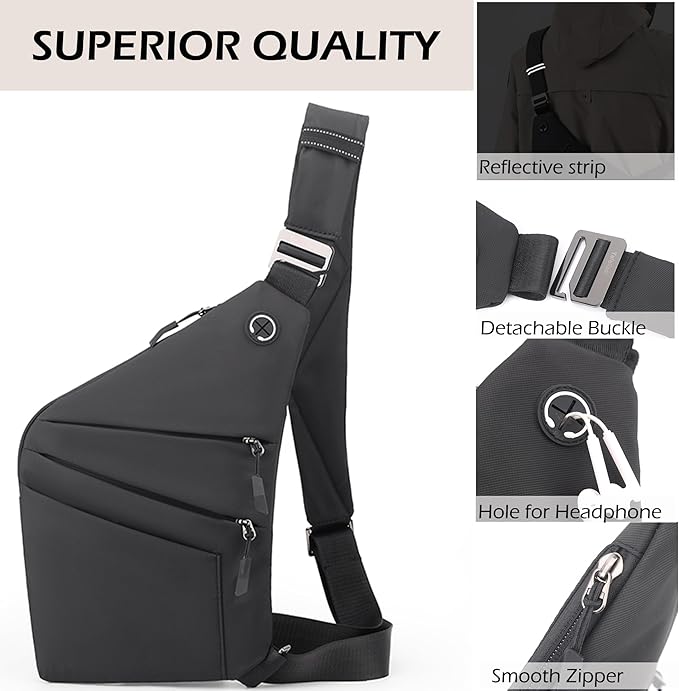 Anti Theft Crossbody Bags for Women Men, Slim Sling Bags - Image 6