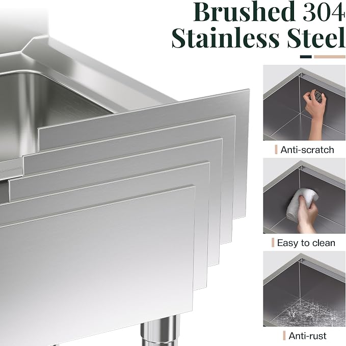 44.3-Inch Undermount Kitchen Sink Workstation, 16 Gauge 304 Stainless Steel - Image 3