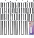 24 Pack 20 Oz Stainless Steel Straight Tumblers, Insulated Slim Skinny Travel Cup Set, BPA-Free Lids and Straws Included, Silver by Wzaytia