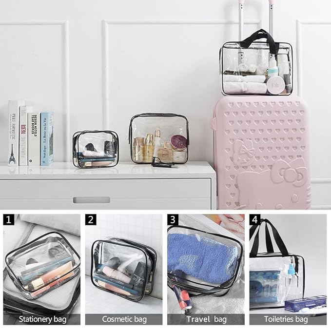 5Pcs Crystal Clear PVC Travel Toiletry Bag Kit - Image 4