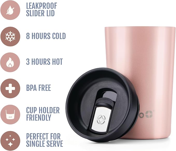 Ello Jones Stainless Steel Travel Coffee Mug - Travel Tea Mug, 11oz, Rosegold - Image 3