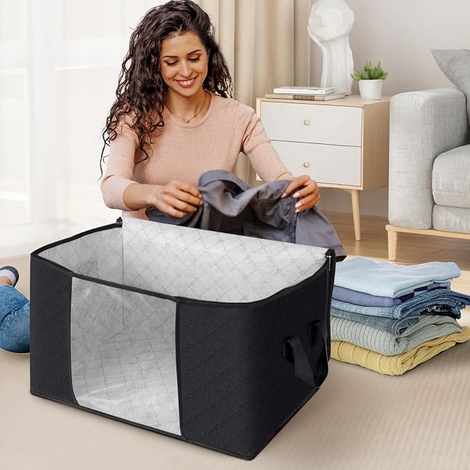 Fab totes 10 Pack Clothes Storage, Foldable Thick Fabric Blanket Storage Bags - Image 3
