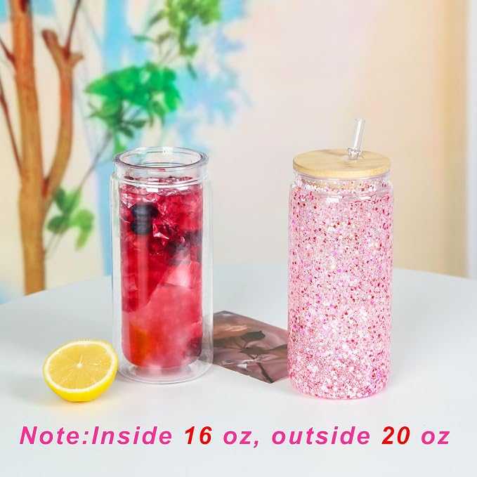 15 Pack Acrylic Snow Globe Tumbler, 20 Oz Pre Drilled Double Wall Snow Globe with Bamboo Lid Supplies Kit, Plastic Snowglobe Tumbler Diy Kit Including Cups And Diy Tools - Image 5