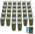 IEOVIEE 32 Pack, 20oz Stainless Steel Bulk Tumblers with Lids and Straws, Double Wall Insulated Travel Coffee Mug, Durable Powder Coated Tumbler Bulk Cup for Cold and Hot Drinks(Army Green) by IEVOIEE