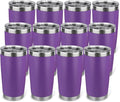 20oz Stainless Steel Tumbler Bulk with Lid, Travel Mug - Double Wall Vacuum Powder Coated Cup - Purple, 12 Pack by Unknown