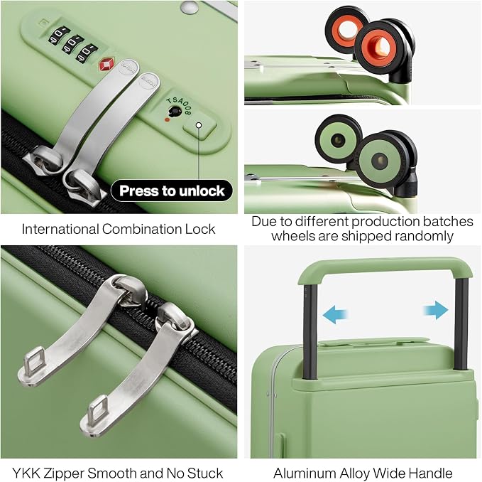 mixi Checked Luggage Wide Handle Luxury Design Rolling Travel Suitcase PC - Image 4