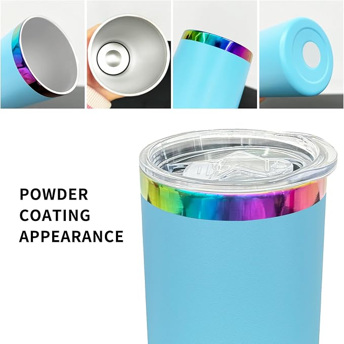 20 oz Skinny Tumblers Stainless Steel Tumbler with Lid and Straw Double Wall Vacuum Insulated Coffee Mug 20oz Powder Coated Cup for Hot and Cold Drinks(Color Mix B,4 pack) - Image 3