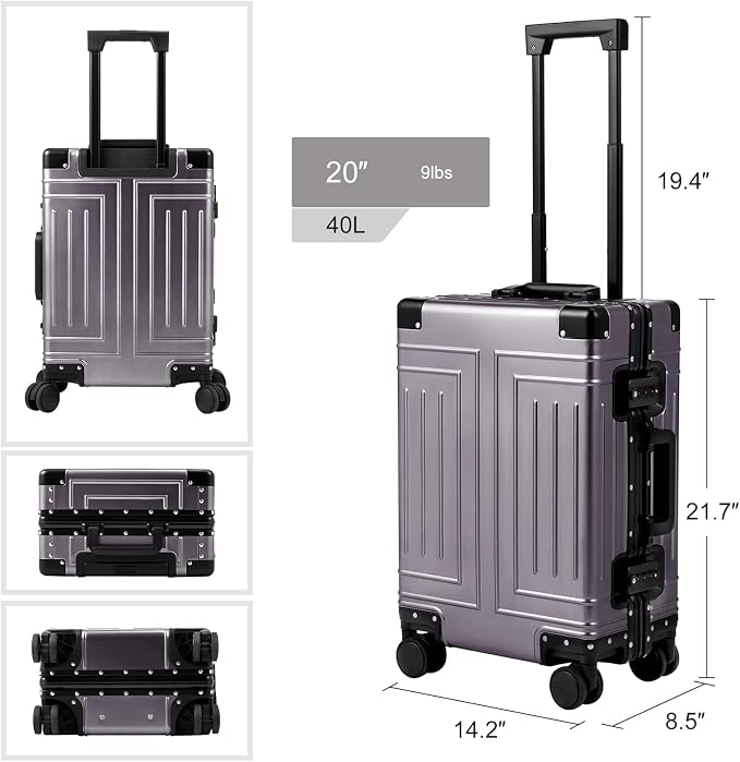 All Aluminum Magnesium Carry On Luggage，Cut from Whole Aluminum Sheet，22x14x9 - Image 6
