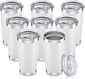 20 oz Tumbler with Lid Stainless Steel Insulated Tumblers Bulk Double Wall Vacuum Cups Powder Coated Travel Mug Keep Drink Cold and Hot, White, 8 Pack by Orebigo