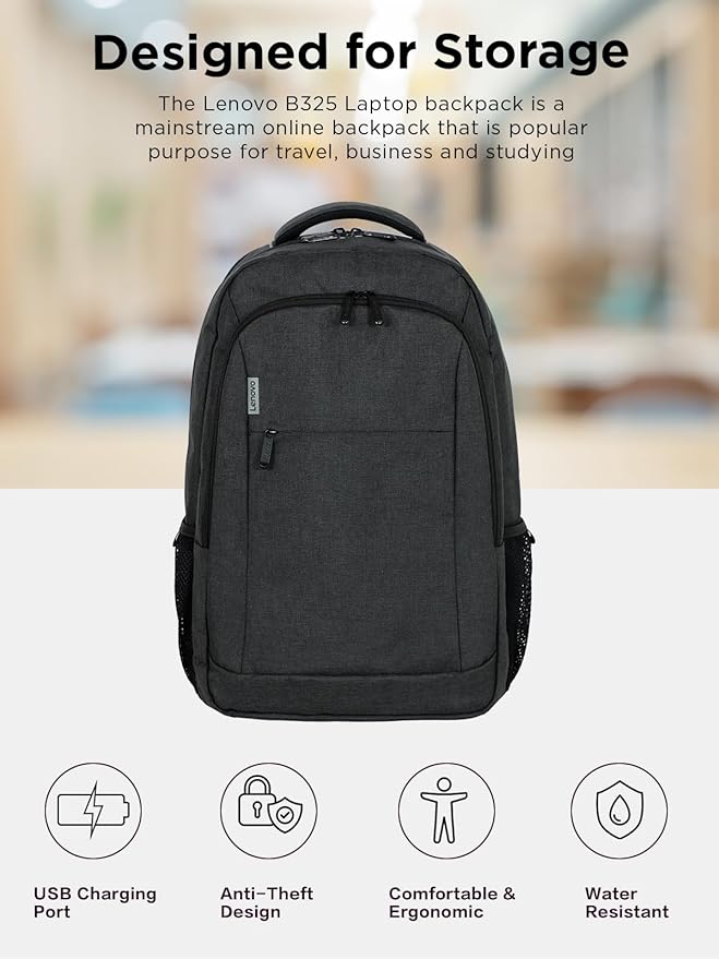 Lenovo B325 Laptop Backpack, Water-Resistant Travel Backpack - Image 5