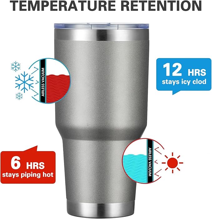 MEWAY 30oz Insulated Tumbler With Lids and Straws,Stainless Steel Double Vacuum Coffee Tumbler Cup, Brush, Durable Powder Coated Coffee Cup for Cold & Hot Drinks, Office, Travel(Cold Grey,4 PACK) - Image 2