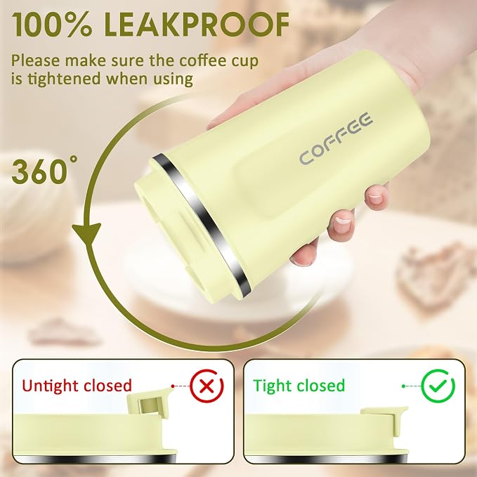 CS COSDDI 12 oz Stainless Steel Vacuum Insulated Tumbler - Coffee Travel Mug Spill Proof with Lid - Coffee Cups for Keep Hot/Ice Coffee,Tea and Beer - Image 2