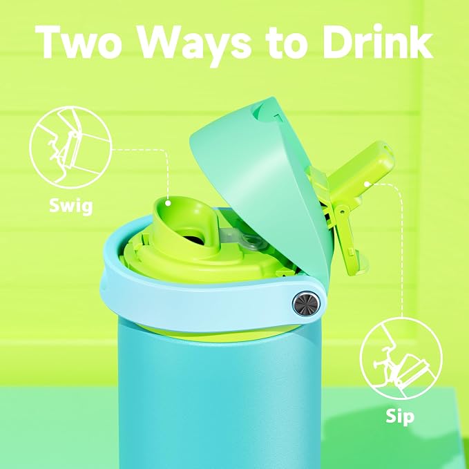 24 oz Insulated Water Bottle for Men: Meoky Stainless Steel Water Bottle with 2-in-1 Straw and Spout Lid - Leak Proof, Cold for 24 Hours, Fits in Car Cup Holder, BPA-Free for Sports Travel, Teal - Image 3