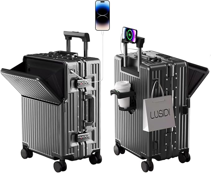 Zipperless Luggage, Polycarbonate Aluminum Hard Shell, Expandable Carry-On by cycyCarry