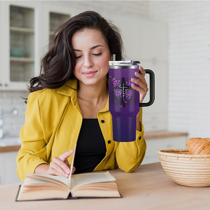Christian Gifts for Women, 40 oz I Can Do All Things Christ Tumbler With Handle, Inspirational Religious Birthday Gifts for Faith Cup, Christian Jesus God Bible Verse Pastor Prayer Gift for Christmas - Image 6