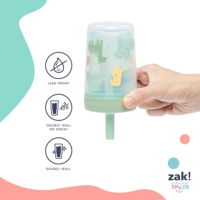 Zak Designs Capri Toddler Tumblers For Travel or At Home, 9oz 2-Pack Double Wall Plastic Sippy Cups With Leak-Proof Design is Perfect For Kids (Fairy Tales, Rainbow Magic) - Image 4