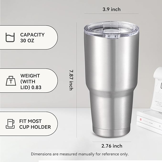 30 oz Tumbler with Lid Stainless Steel Tumblers Bulk Vacuum Insulated Cup Reusable Powder Coated Travel Mug Double Wall Leak Proof Cups Keep Cold Drinks for 12 Hours Stainless, Set of 12 - Image 4