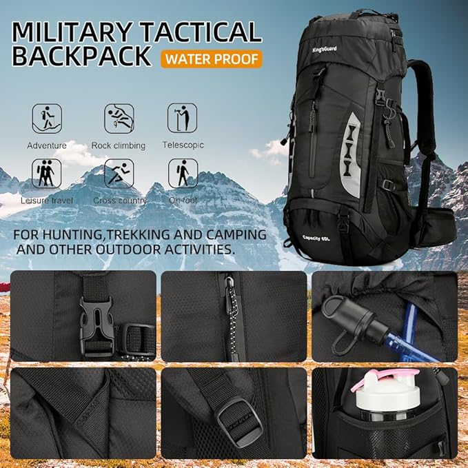 King'sGuard 60L Hiking Backpack Lightweight Camping Backpack - Image 6