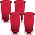 Tervis Clear & Colorful Tabletop Made in USA Double Walled Insulated Tumbler Travel Cup Keeps Drinks Cold & Hot, 16oz - 4pk, Red by TervisTumblerCompany