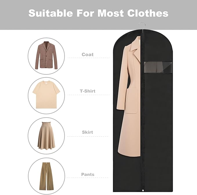 Dress Bags for Gowns Long, Suit Bag Cover for Storage and Travel, 2 Pack - Image 3