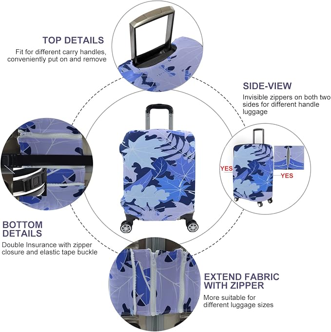 Travel Luggage Cover, Suitcase Protector Bag Fits 19-20 Inch Luggage Bluemaple - Image 2