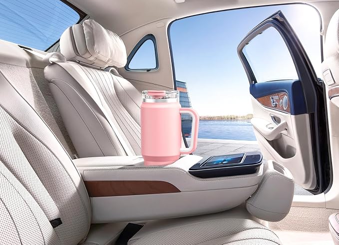 Meoky 32 oz Tumbler with Handle, Insulated Tumbler with Lid and Straw, Stainless Steel Travel Mug, Keeps Cold for 24 Hours, 100% Leak Proof, Fits in Car Cup Holder (Blush) - Image 7