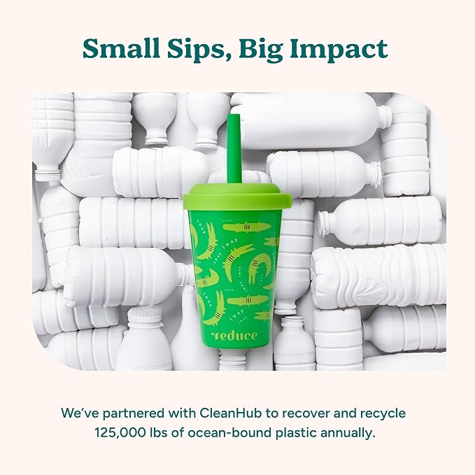 REDUCE GoGo's Kids Portable Tumbler Cups with Lids and Spill-Proof Straws - 5 Pack of Stackable 12 oz Tumblers with Twist-On Lids - Easy Storage, Dishwasher Safe - Scavenger Boy Set - Image 9