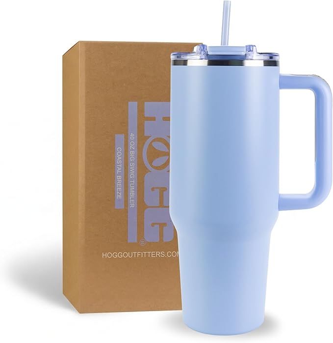 Hogg Big Swig 40 oz Tumbler with Handle and Straw - Coastal Breeze, 40oz Insulated Stainless Steel, Water Tumbler with Straw, Water Cup with Handle, Versatile Leak Proof Lid by HoggOutfitters
