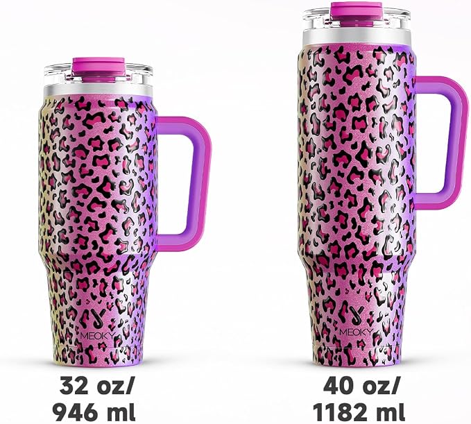 Meoky 40 oz Tumbler with Handle and Straw, Insulated Tumbler with Lid and Straw, Stainless Steel Travel Mug, Keeps Cold for 34 Hours, 100% Leak Proof, Fits in Car Cup Holder (Celebration) - Image 8