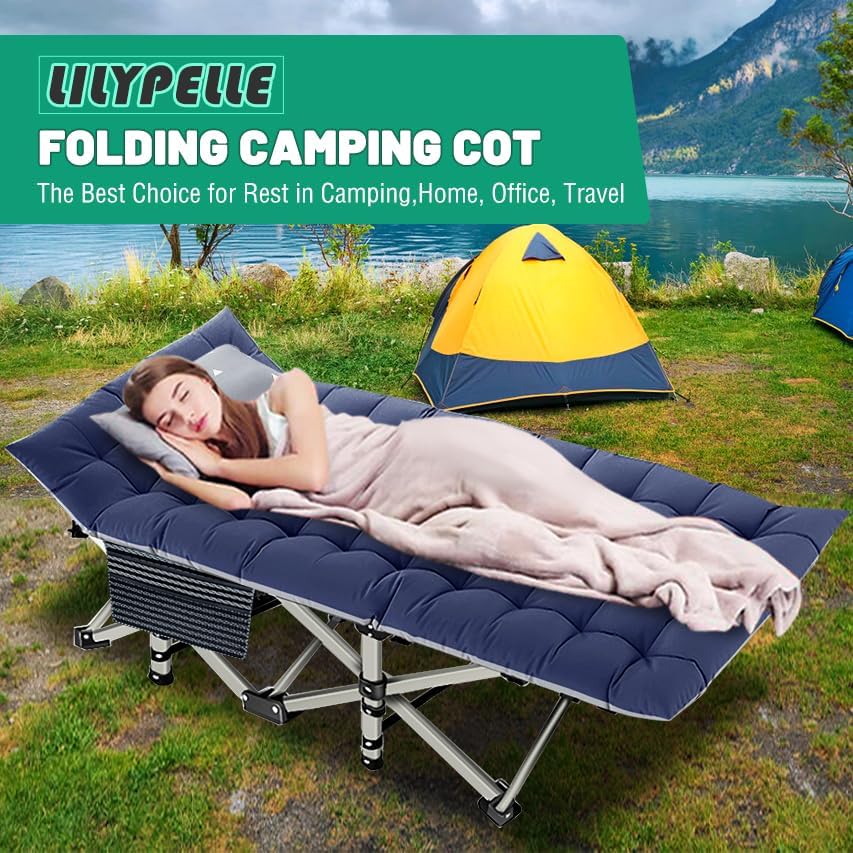 LILYPELLE Folding Camping Cot, Extra Wide Heavy Duty Sleeping Cots - Image 5