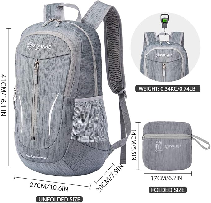 ZOMAKE 25L Ultra Lightweight Packable Backpack, Foldable Hiking Backpacks Water - Image 2