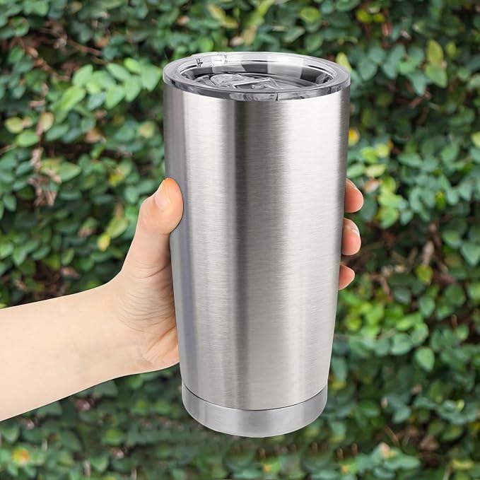 20oz Stainless Steel Tumbler Bulk with Lid, Travel Mug - Double Wall Vacuum Powder Coated Cup - Stainless steel, 12 Pack - Image 6