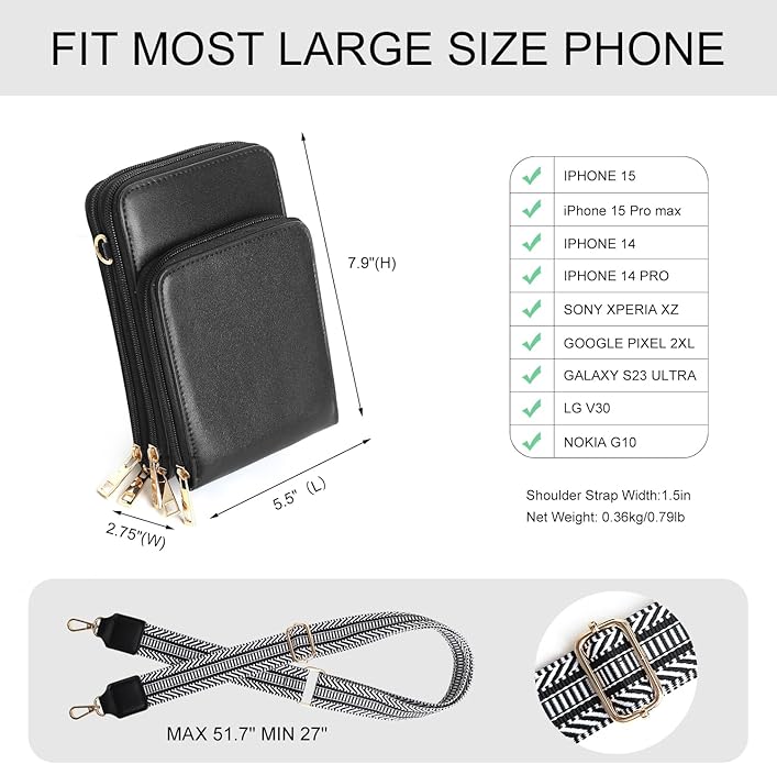 Crossbody Cellphone Purse Women Touch Screen Bag RFID Blocking Wallet Handbag - Image 5