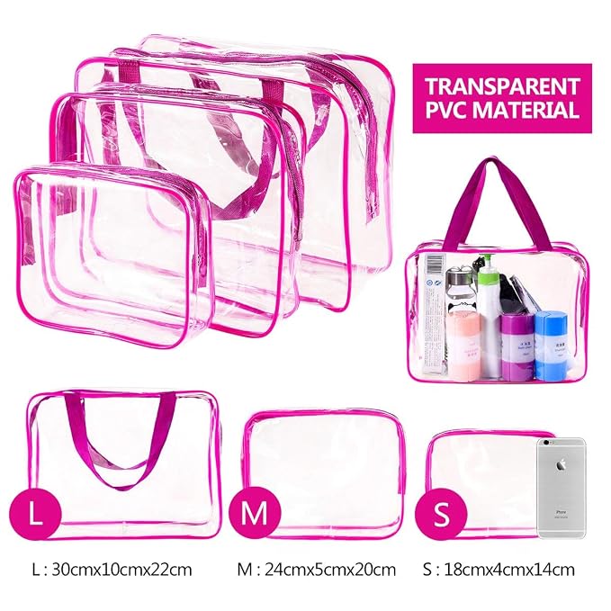 6Pcs Crystal Clear PVC Travel Toiletry Bag Kit - Image 5