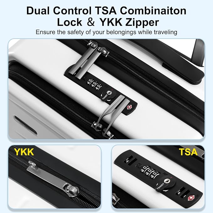 Carry On Luggage 22×14×9 Airline Approved, 20 Inch Lightweight ABS+PC Hard - Image 5