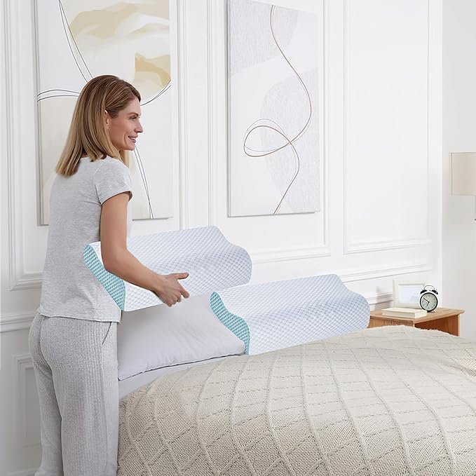 2 Pack Memory Foam Cooling Bed Pillows - Image 7